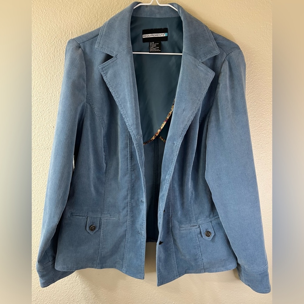Requirements Vintage Cornflower Blue Corduroy buttoned Blazer Size M